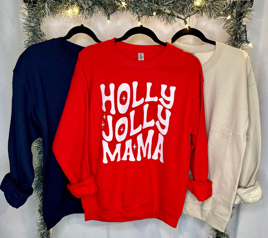 Holly Jolly Mama T-shirt + Crewneck