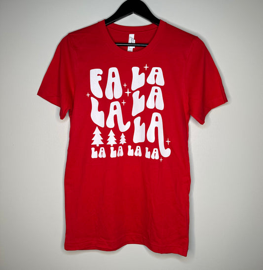 Fa La La La *white graphic* T-shirt + Crewneck